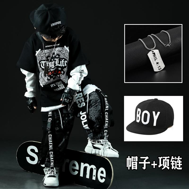 正品街舞童潮服男童长袖嘻哈儿演出服套炸街子装鼓走秀表架演服两