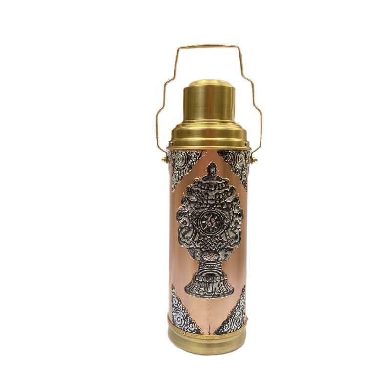 藏式蒙古雕花复古怀旧壶家用合金保温暖壶温水瓶手提暖瓶老式热水