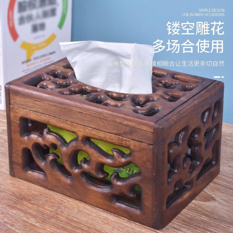 东南亚风格泰式家居软装实木雕刻纸巾盒抽纸盒储物盒