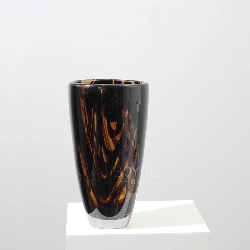 现代简约轻奢棕色渲染琉璃花瓶器样板件酒店客厅玄关花艺软装摆件
