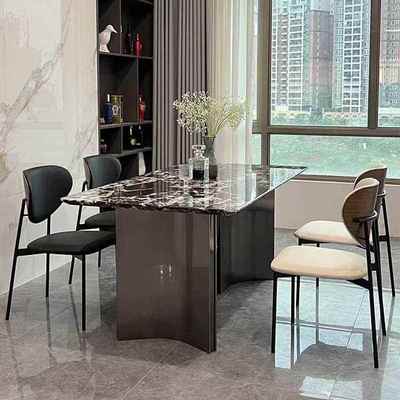 大理石餐桌椅组合长方形轻奢高级感2025新款高端台面家用小户型桌