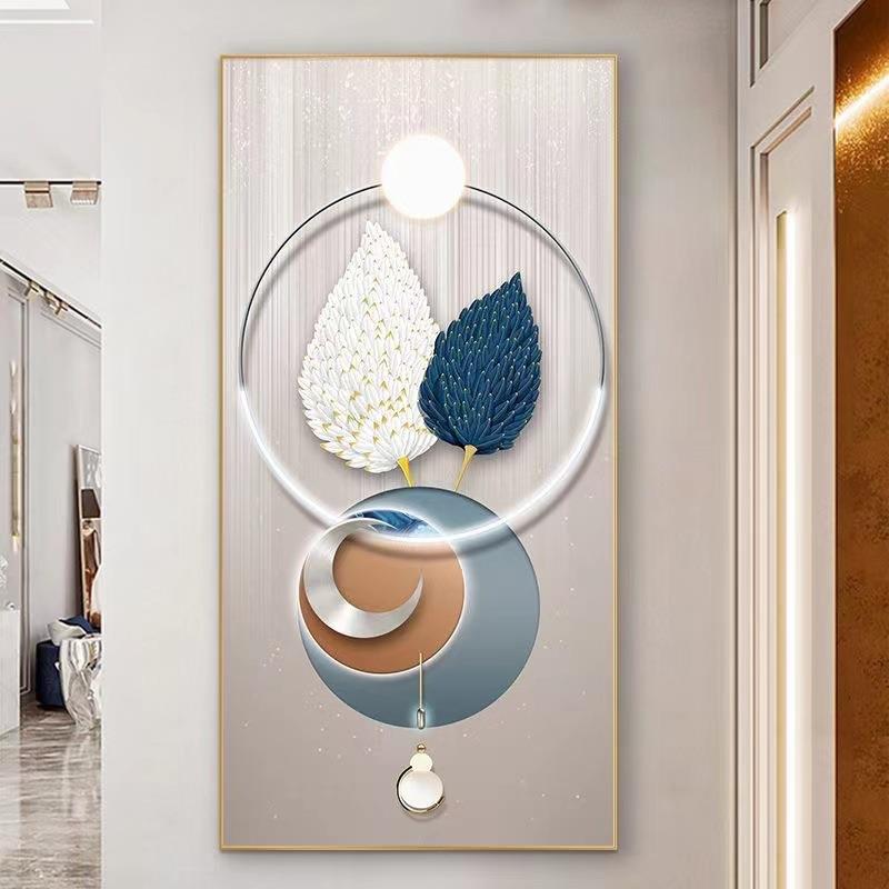 现代玄关装饰画高大气QXD氛围入户过端正对门壁道画走客厅廊尽头