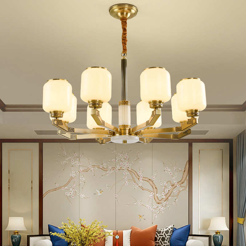 2020年新款全铜新中式吊灯客厅灯餐厅卧室防尘罩灯别墅复式楼灯具