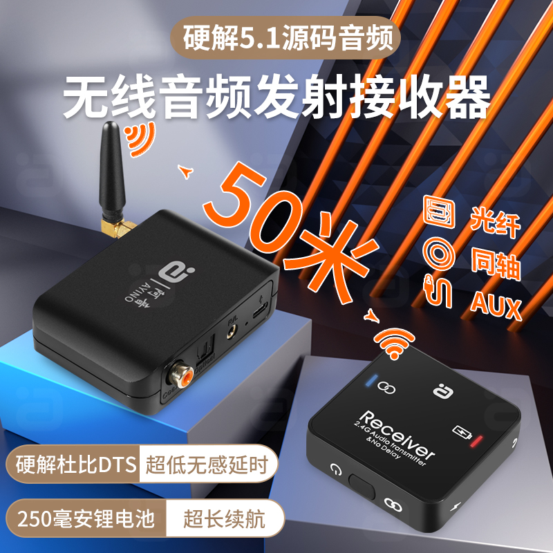 阿音低延时无线音频传输接收发射器光纤同轴DTS杜比硬解码转换DAC