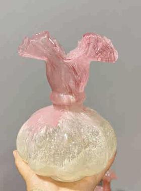 玻璃花瓶中古风手工紫色瓶法式复古风南瓜瓶轻奢家居摆件插花器