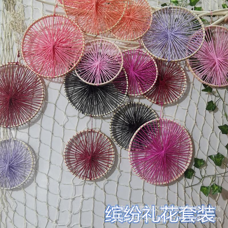 幼环园走廊过道创吊饰竹圈花装饰商店橱窗婚庆背景墙圆环品挂儿饰