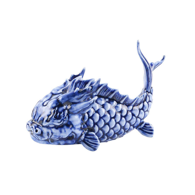 茶具造景日鬼眼鱼化龙精品山海经宠陶瓷迷茶鱼缸摆件景德镇摆件