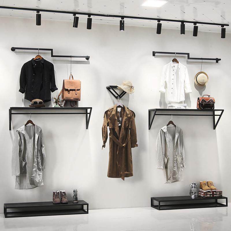 创意铁艺上墙服装展架男女装店壁挂正挂童装店侧挂陈列展示架货架