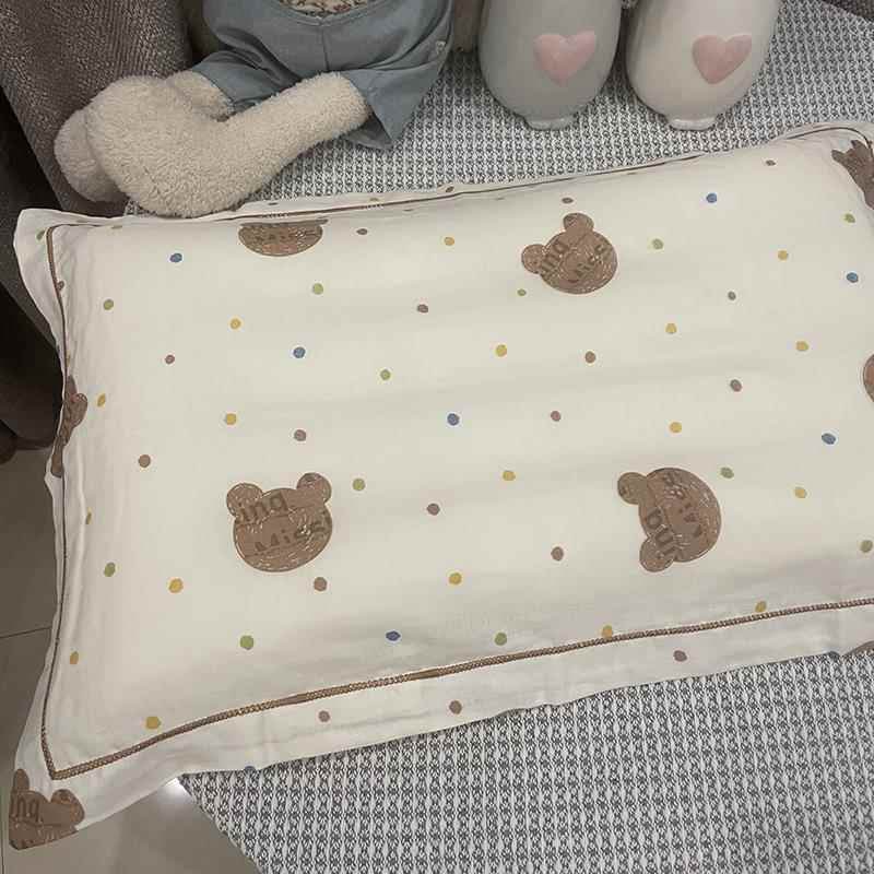 全棉纱布枕套A类儿童卡通双层纱 纯棉透气吸汗婴幼儿宝宝35x55cm