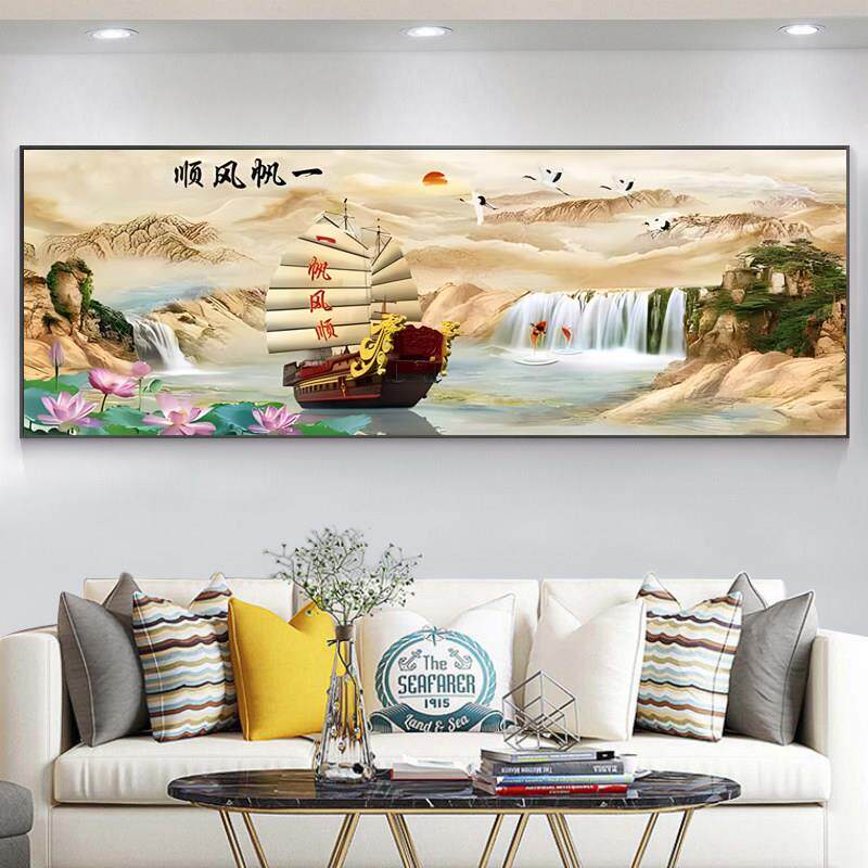 5d钻石画 画满钻客厅一帆风顺风景山水画 画点砖十字绣2025新款钻