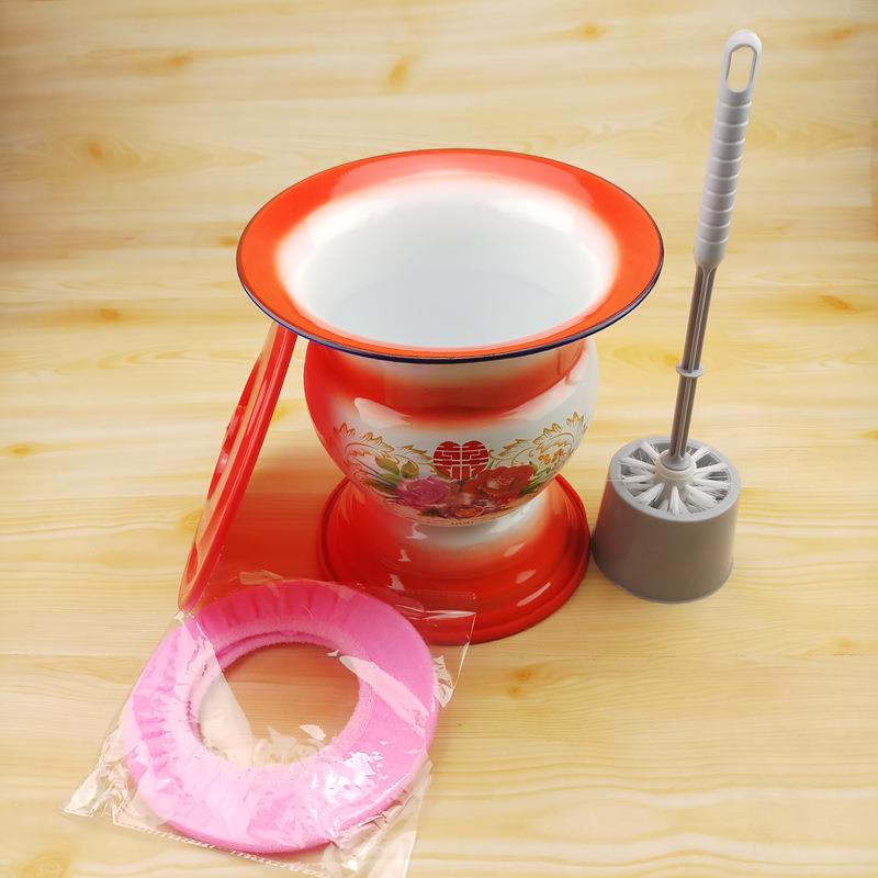 搪瓷精品高脚痰盂加厚尿盆儿童老人坐便器婚庆优质痰盂怀旧垃圾桶