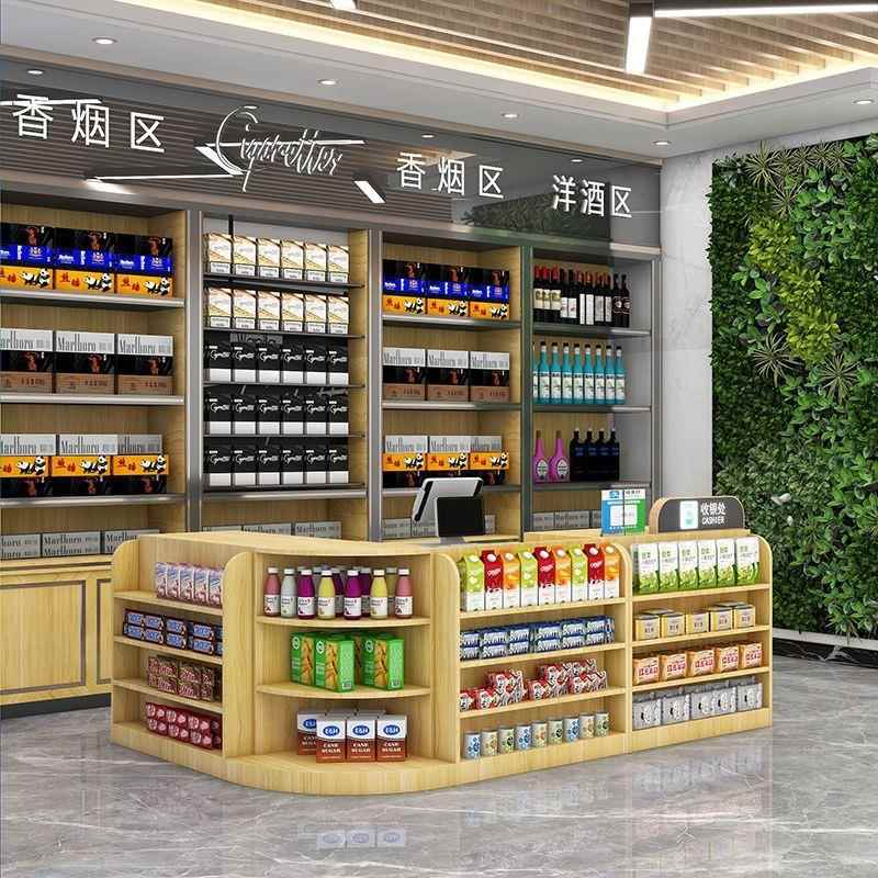超市便利店母婴店收银台现代小型木质转角多功能简约组合吧台