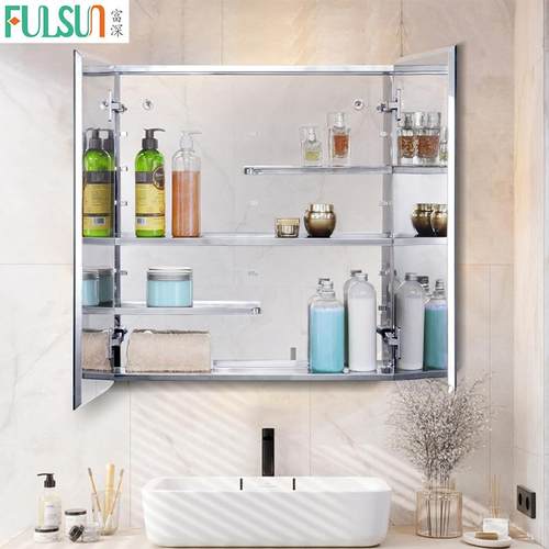 富深浴室置镜505子体物柜一储物收式纳吊柜不锈钢镜柜卫生间挂墙