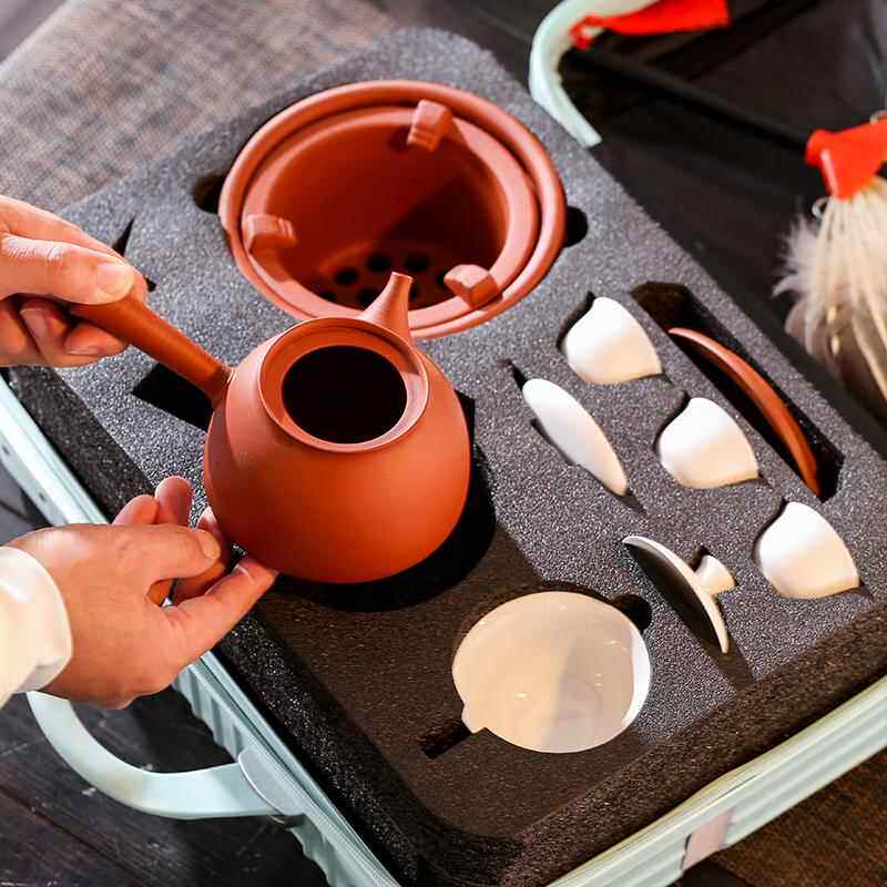 围炉煮茶潮州红泥炭炉煮水炉功夫茶具砂铫壶烧烤温茶户外旅行套组