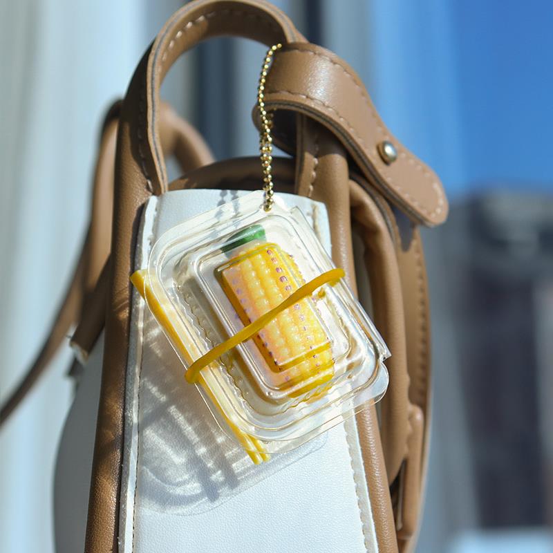 来一份玉米饭盒吧！钥匙链迷你仿真创意挂链筷子玉米背包饰品