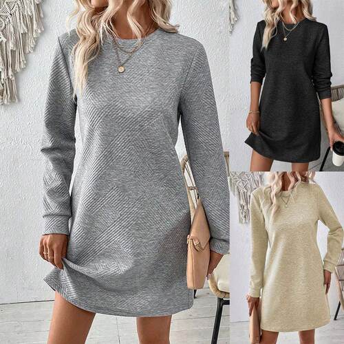 Dress texture long sleeved short skirt women's