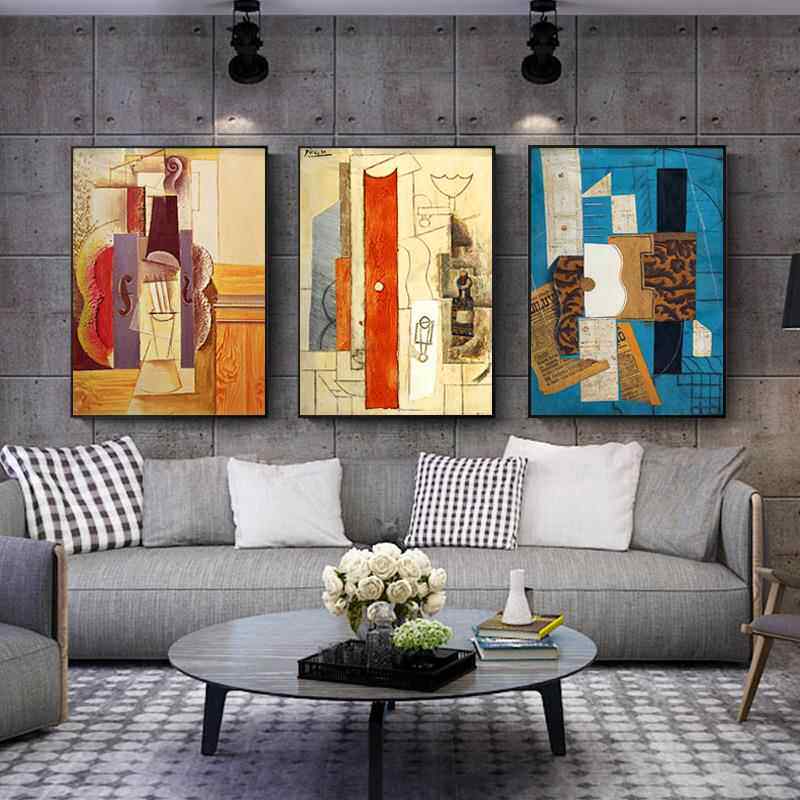 关毕加索吉客厅装画三联画现代抽无品牌/象大师名画艺饰术餐厅玄