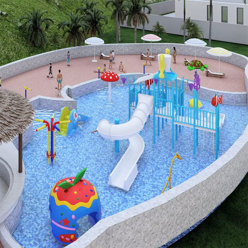 大型水上乐园设备儿童水上组合滑梯游泳池玻璃钢彩虹滑梯水屋水寨