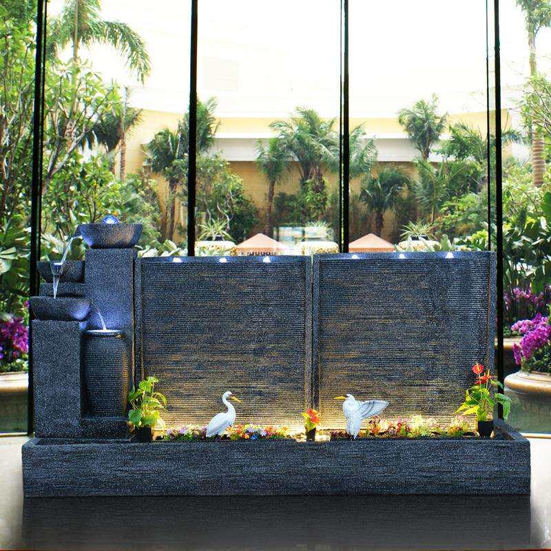 大型欧式流水喷泉摆件水幕墙公司前台办公室庭院招财鱼池装饰造景