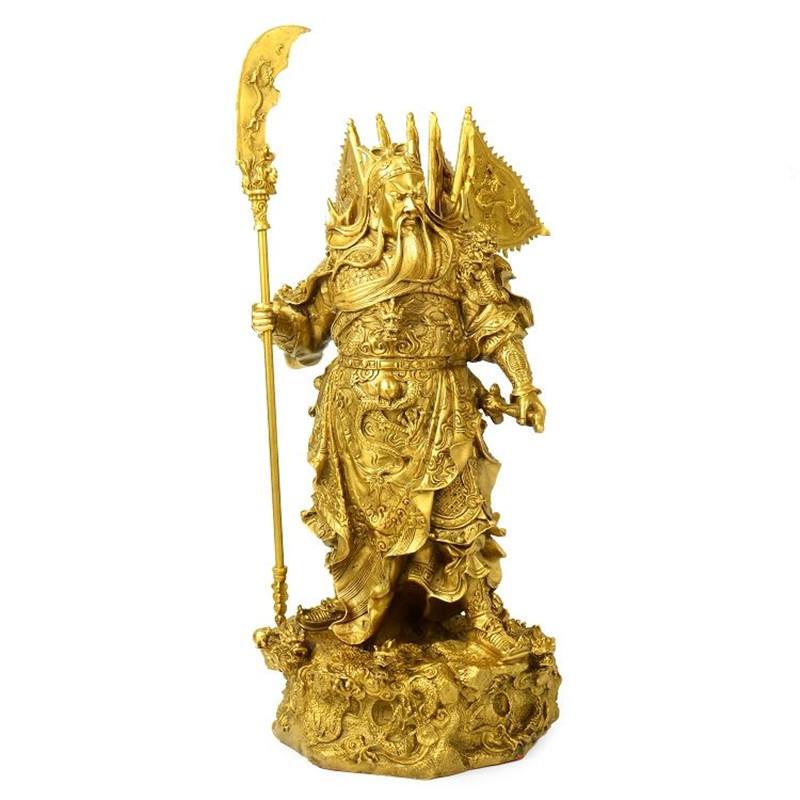 黄铜器黄铜九龙关公关羽神像大中小黄铜关公摆件工艺品