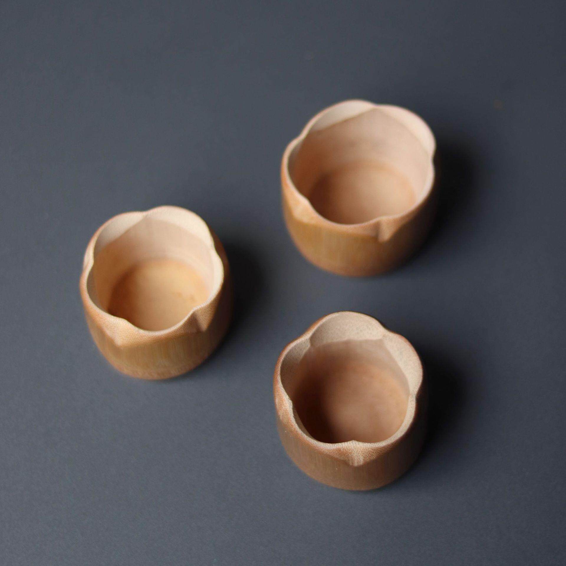新品手工打磨原竹杯子 功夫茶小口杯竹制工艺品茶杯竹工艺品