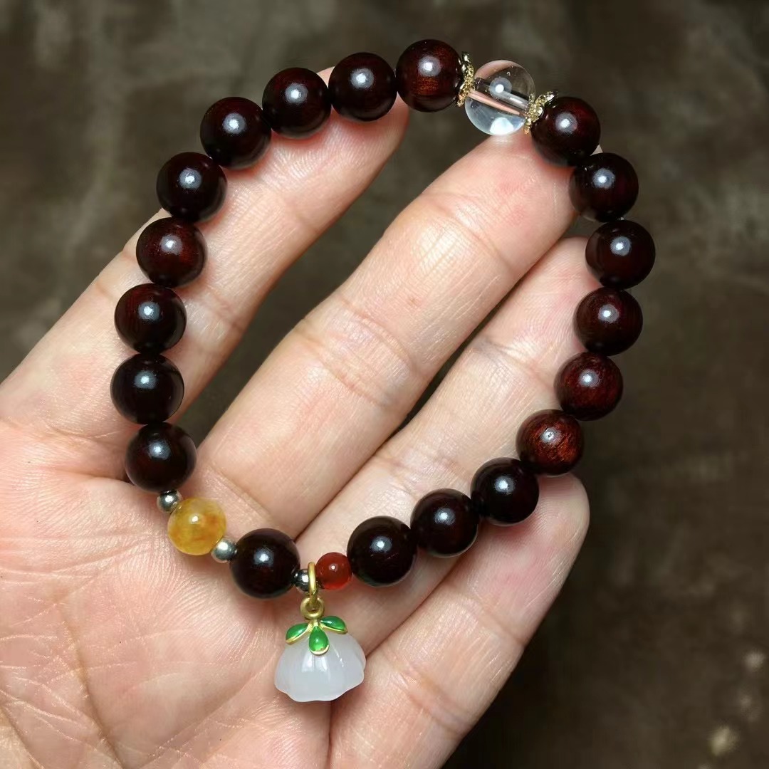 【莲蓬】小叶紫檀0.8单圈佛珠文玩手串念珠手链情侣收藏送礼女生