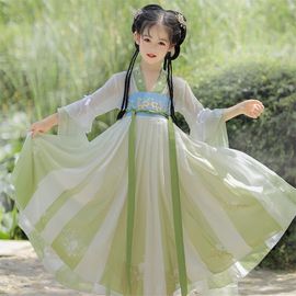 女童夏装汉服超仙连衣裙2024儿童，古装短袖襦裙中国风唐装夏季