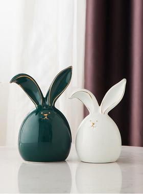 兔子摆件北欧轻奢风家居装饰品客厅电视柜创意小摆设房间布置可爱
