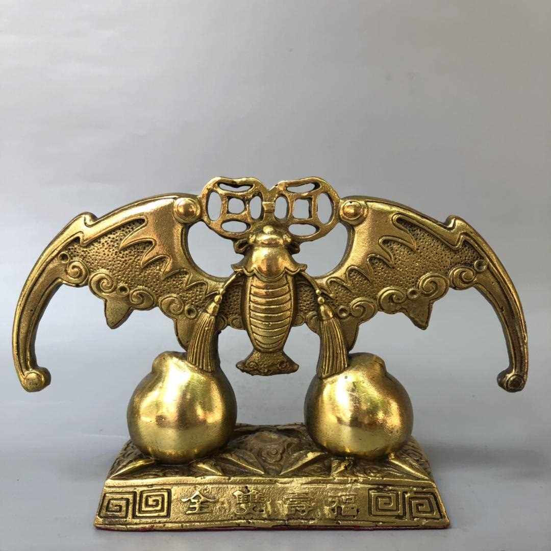 直销新款黄铜蝙蝠摆件福寿双全寿桃吉祥如意生日摆设家居客厅办公