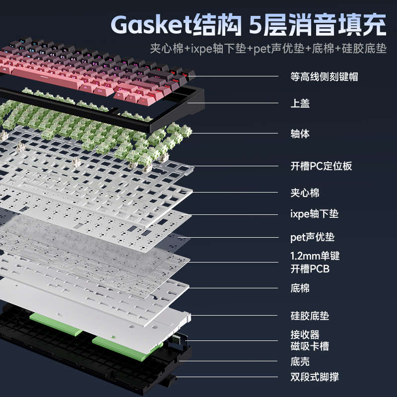 MCHOSE迈从 G75 Pro客制化三模机械键盘侧刻无线蓝牙游戏电竞专用
