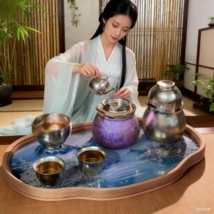 摩利纯钛葫芦杯办公杯套装 茶水分离泡茶便携茶具男女高档轻奢礼品