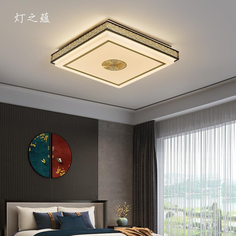 全铜新中式客厅吸顶灯圆形现代简约餐厅卧室书房新款组合全套灯具