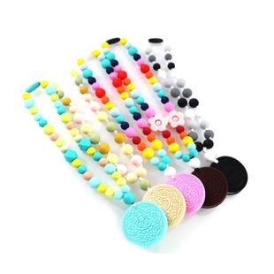 moonpie食品级硅胶可啃咬项链宝宝磨牙饼干牙胶防掉链咬咬胶水煮