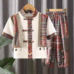 表演服装 男孩春唐夏装 西壮服族傣族舞蹈装 高档儿童汉代民族广风格