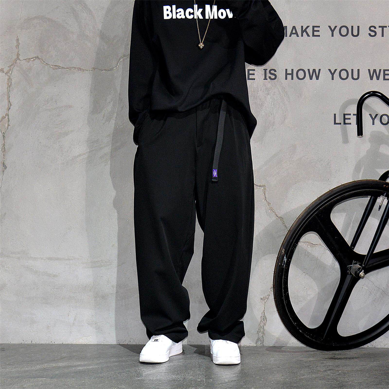 Home Daily 哥就要这个腔调！黑色宽松直筒休闲西裤男潮流垂感裤