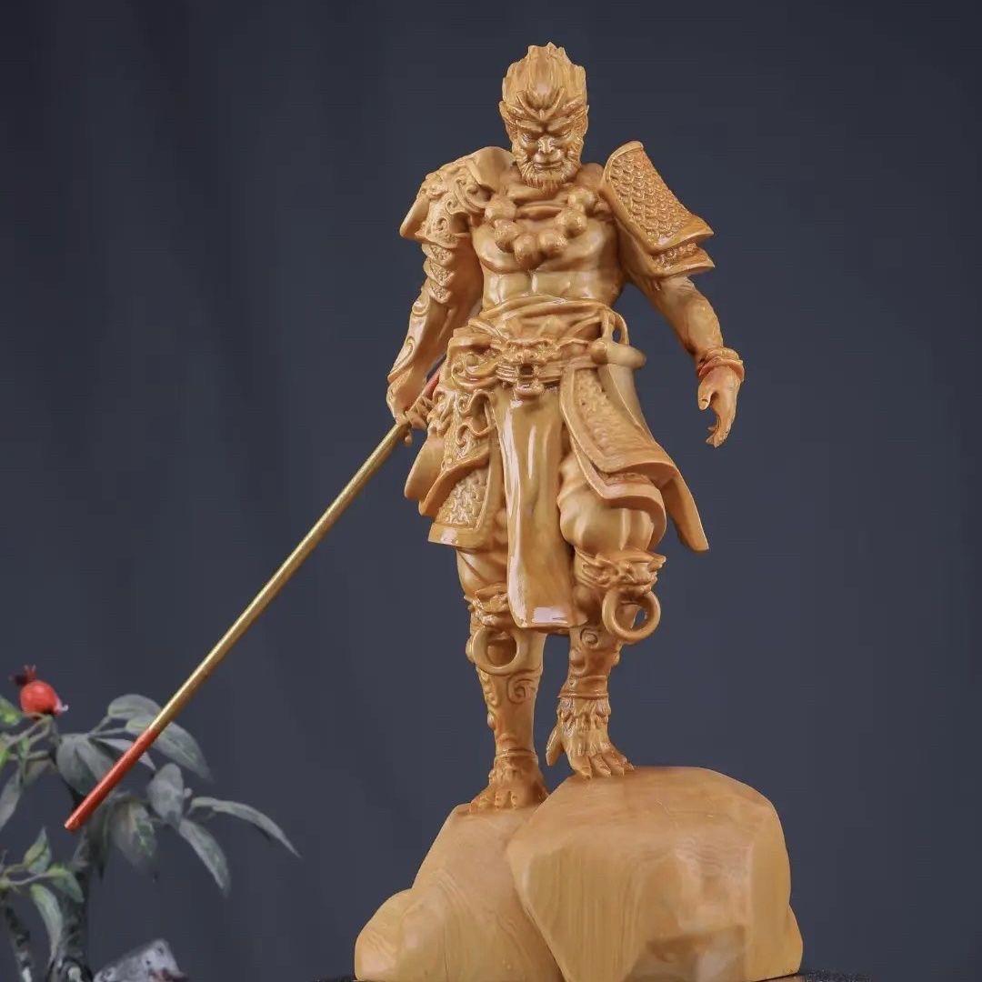 崖柏木雕齐天大圣黑神话孙悟空生肖猴手把件西游记工艺品摆饰人物