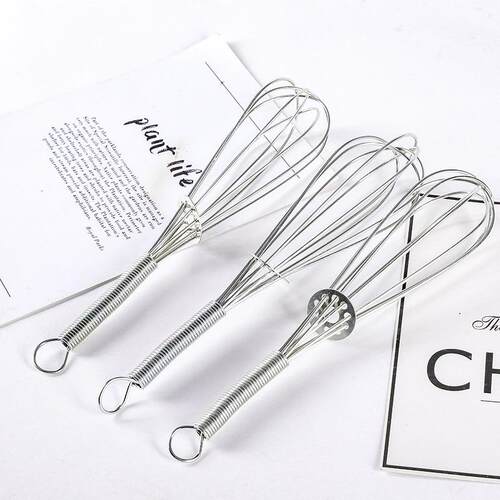 Stainless Steel Manual Egg Beater, 18cm Whisk and Dough Mixe