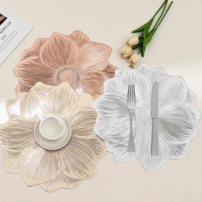 Luxury Lotus Anti-slip Placemat PVC Heat Insulation Pad for