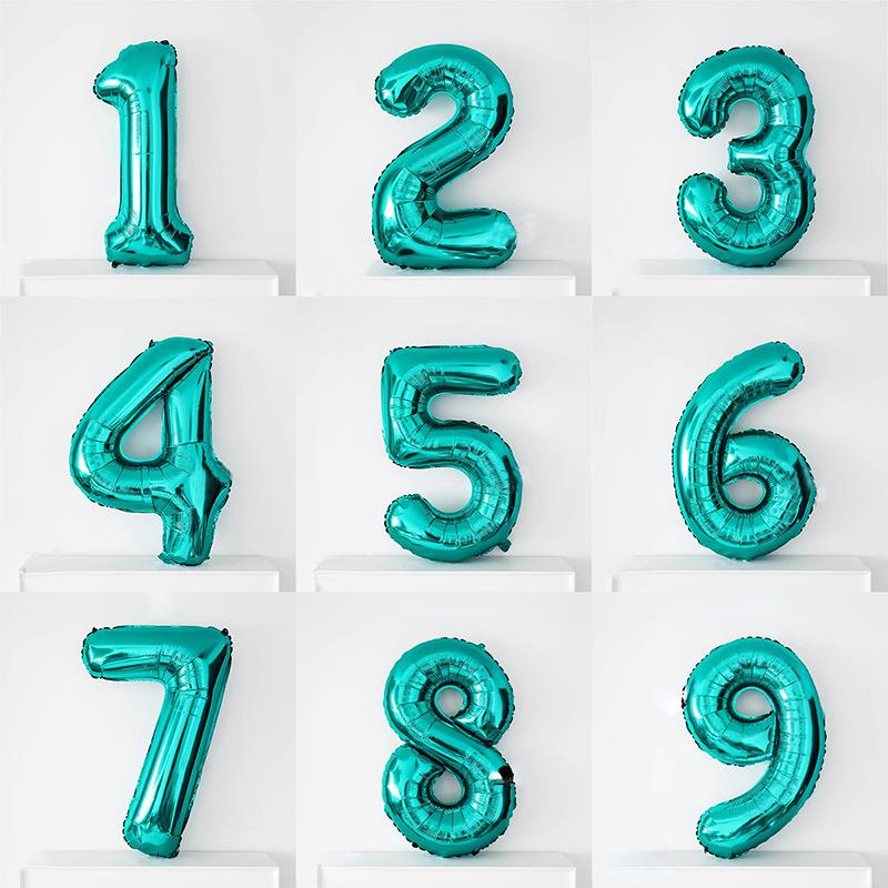 32寸蒂芙尼蓝数字气球生日装饰
