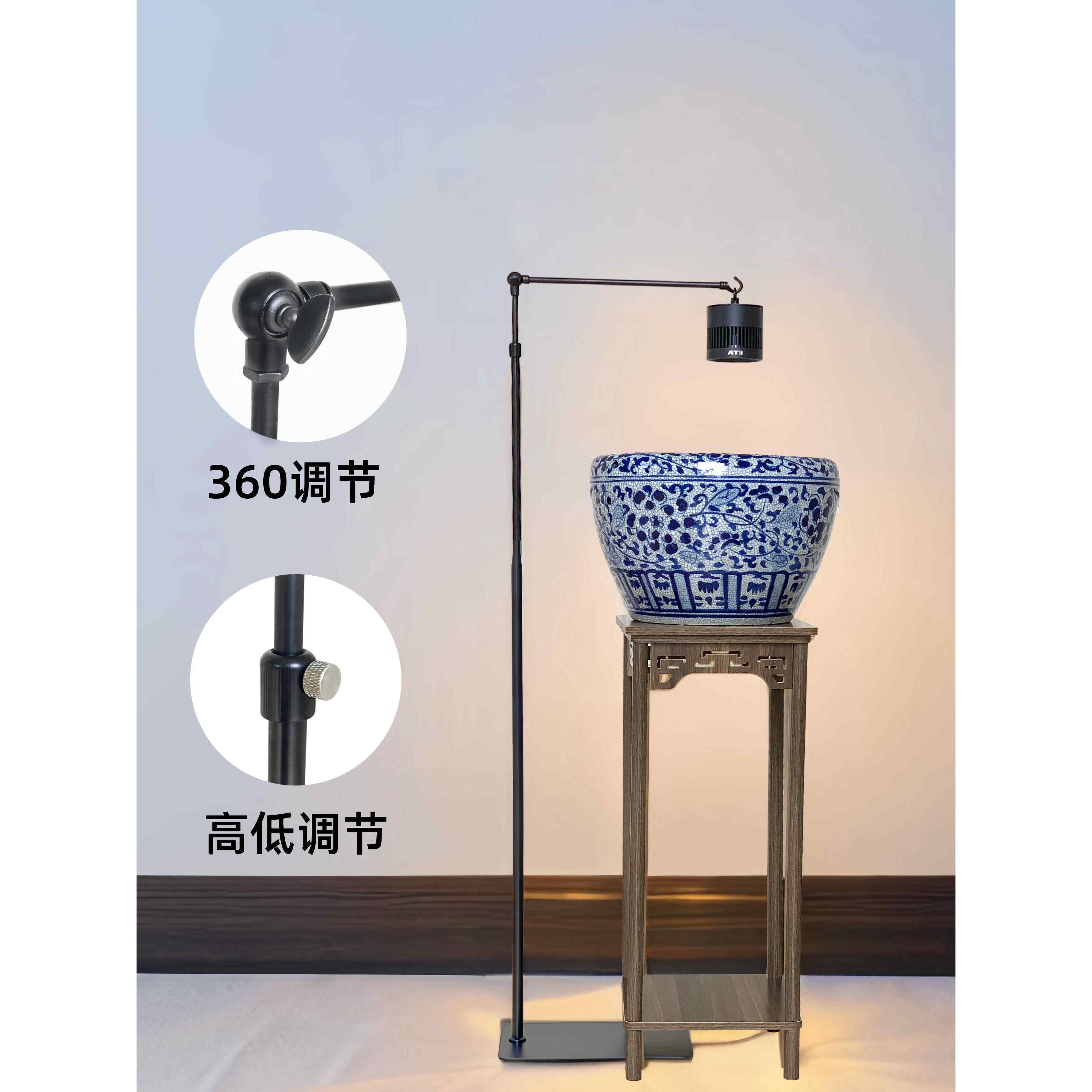 落地鱼缸吊灯挂灯支架全光谱圆形鱼缸土缸古法养鱼暴藻显色水草灯