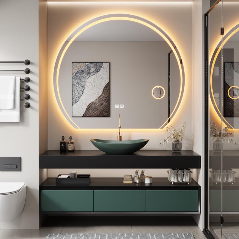 法式轻奢岩板台上盆浴室柜组合简约洗漱台卫生间洗手台洗脸盆卫浴