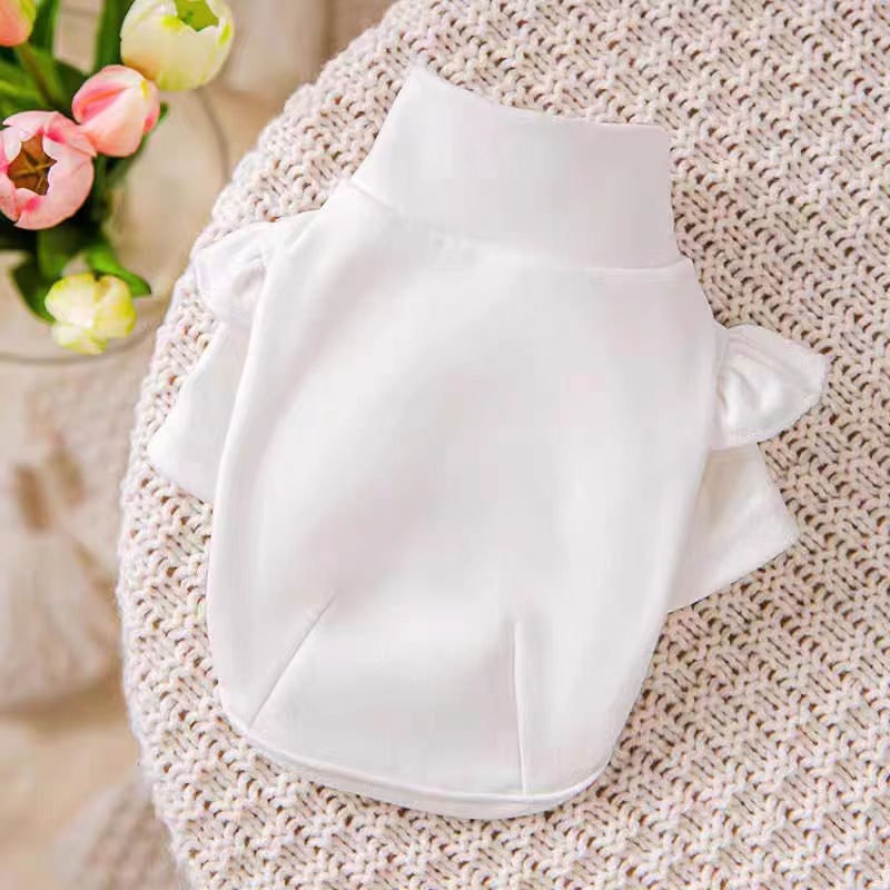 秋装新款德绒保暖宠物衣服泰迪比熊贵宾小飞袖高领打底两脚衣