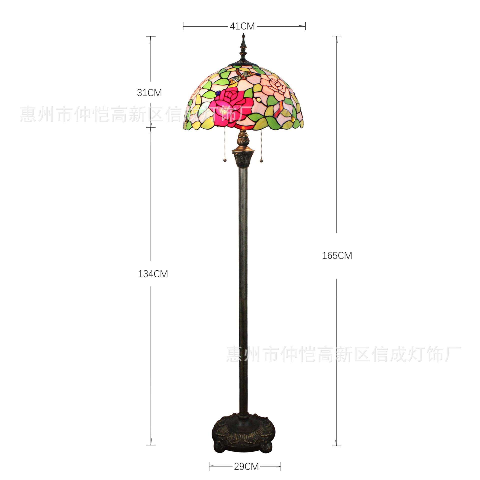 蒂凡尼餐厅酒吧咖啡厅站立灯新中式卧室别墅蜻蜓玫瑰花婚礼落地灯