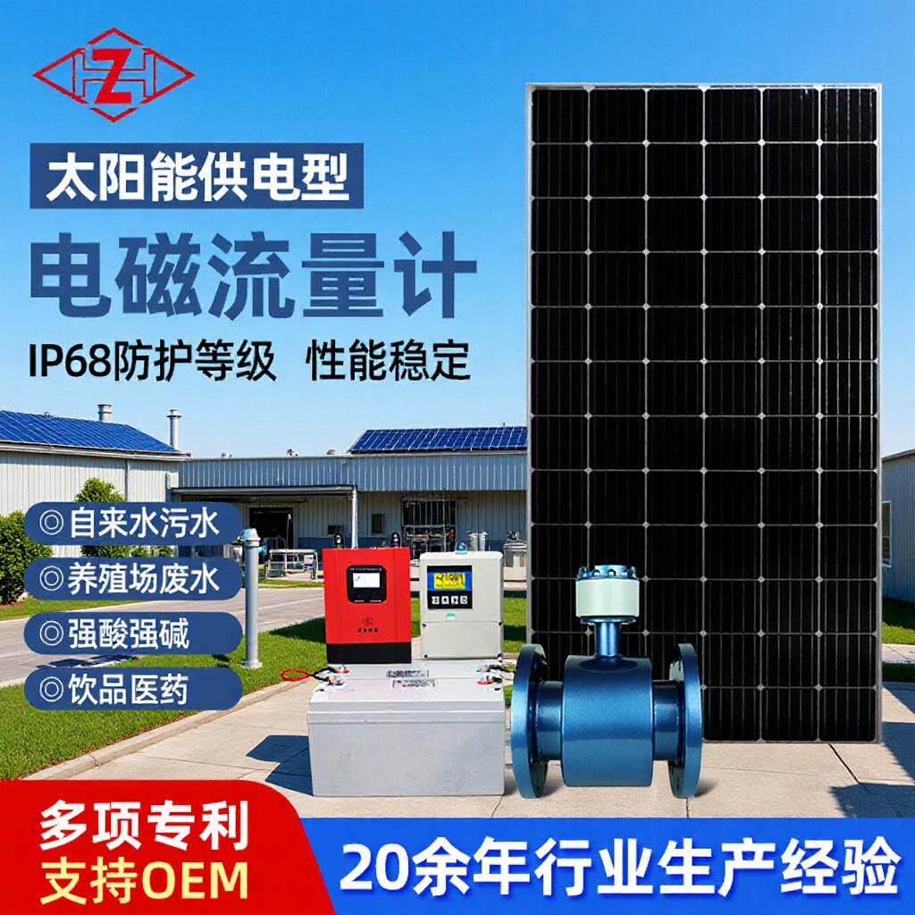 智能远传太阳能供电电磁流量计法兰分体型RS485通讯管道用流量计
