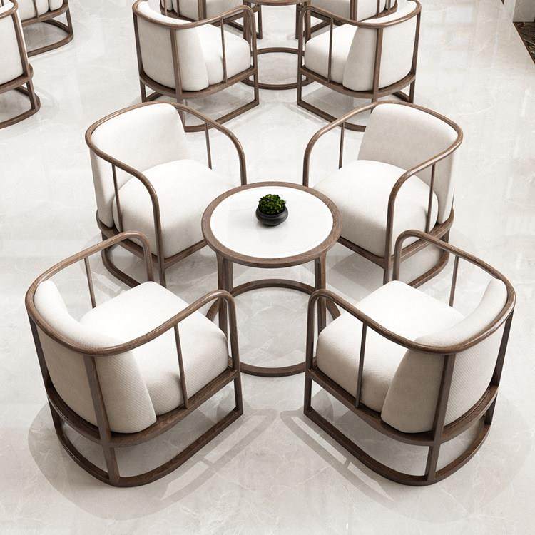 新中式售楼处洽谈桌椅 实木布艺卡座沙发 酒店影楼洽谈区接待家具,住宅家具,餐椅,淘宝优惠券,粉丝福利购,淘宝优惠卷