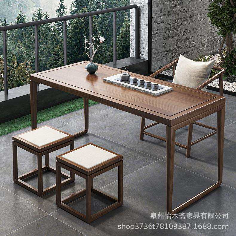 阳台茶桌椅组合轻奢极简实木茶艺功夫泡茶桌现代简约家用小茶台几