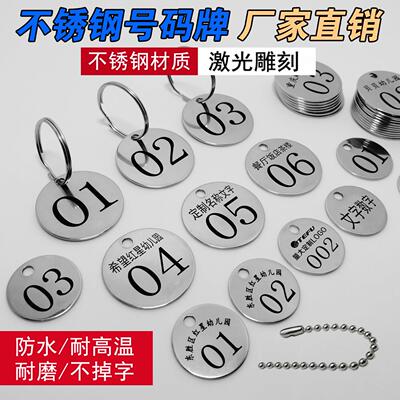 不锈钢金属号码牌数字吊牌幼儿园水杯水表编号钥匙手牌标识牌定制