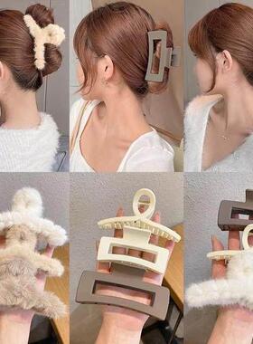 Hair clip female shark plush grab clip hair accessories