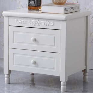 简约现代美式实木床头柜胡桃色欧式家用卧室复古收纳床边柜整装