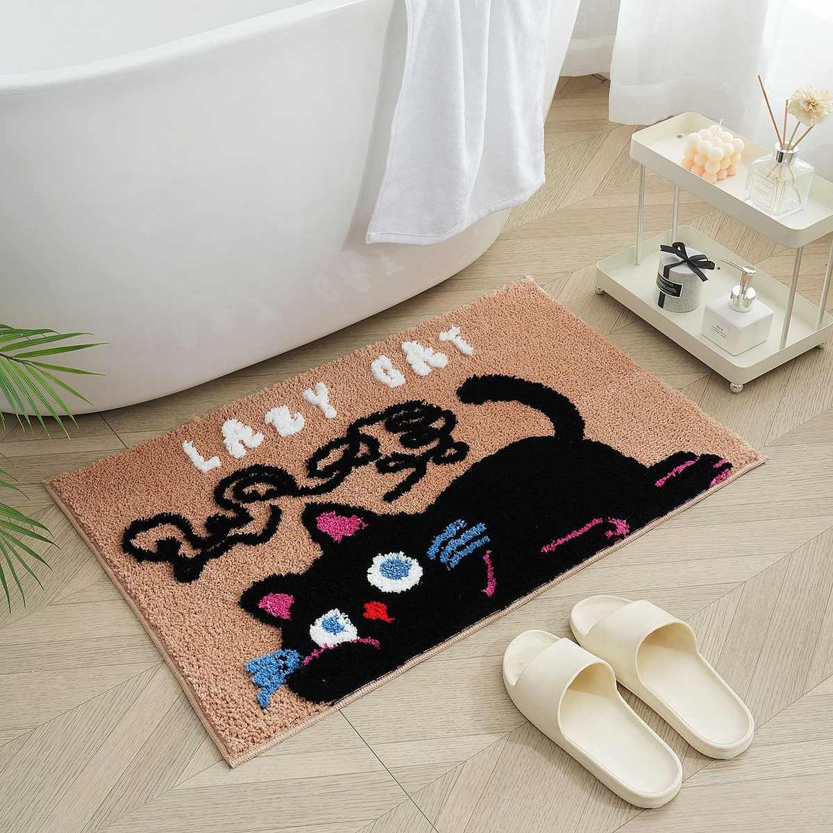 家居浴室地垫簇绒浴室防滑吸水门垫速干植绒柔软超细纤维地毯